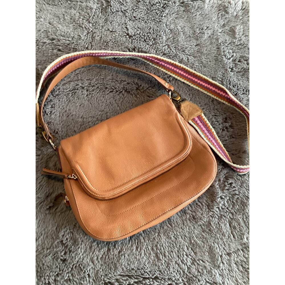 Nordstrom Women's Bella Leather Shoulder Crossbody Bag Casual Minimalist Tan‎